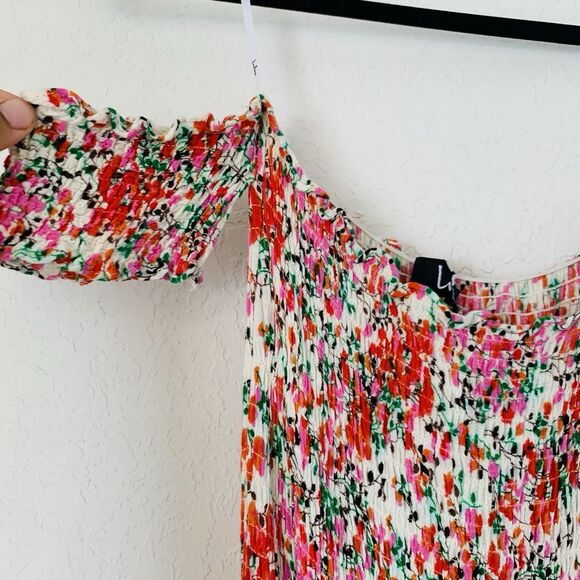 Lulus Dress View From Meadow XS Floral Off Shoulder Cottagecore Romantic Boho - Picture 4 of 16
